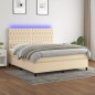 vidaXL Cama box spring colchón y luces LED tela crema 180x200 cm vidaXL Cama box spring colchón y luces LED tela crema 180x200 cm