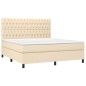 vidaXL Cama box spring colchón y luces LED tela crema 180x200 cm vidaXL Cama box spring colchón y luces LED tela crema 180x200 cm