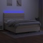 vidaXL Cama box spring colchón y luces LED tela crema 180x200 cm vidaXL Cama box spring colchón y luces LED tela crema 180x200 cm