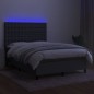 vidaXL Cama box spring colchón y luces LED tela gris oscuro 140x190 cm vidaXL Cama box spring colchón y luces LED tela gris oscuro 140x190 cm