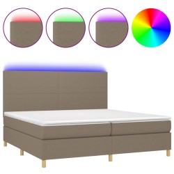 vidaXL Cama box spring colchón y luces LED tela gris taupe 200x200 cm