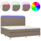 vidaXL Cama box spring colchón y luces LED tela gris taupe 200x200 cm
