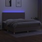 vidaXL Cama box spring colchón y luces LED tela gris taupe 200x200 cm