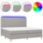 vidaXL Cama box spring con colchón tela y LED gris claro 200x200 cm vidaXL Cama box spring con colchón tela y LED gris claro 200x200 cm