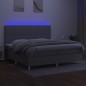 vidaXL Cama box spring con colchón tela y LED gris claro 200x200 cm vidaXL Cama box spring con colchón tela y LED gris claro 200x200 cm