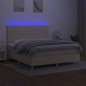 vidaXL Cama box spring colchón y luces LED tela crema 180x200 cm vidaXL Cama box spring colchón y luces LED tela crema 180x200 cm