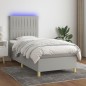 vidaXL Cama box spring colchón y luces LED tela gris claro 100x200 cm vidaXL Cama box spring colchón y luces LED tela gris claro 100x200 cm