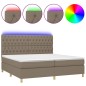 vidaXL Cama box spring colchón y luces LED tela gris taupe 200x200 cm vidaXL Cama box spring colchón y luces LED tela gris taupe 200x200 cm