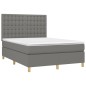 vidaXL Cama box spring colchón y luces LED tela gris oscuro 140x200 cm vidaXL Cama box spring colchón y luces LED tela gris oscuro 140x200 cm