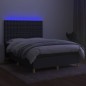 vidaXL Cama box spring colchón y luces LED tela gris oscuro 140x200 cm vidaXL Cama box spring colchón y luces LED tela gris oscuro 140x200 cm