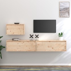 vidaXL Muebles para TV 3 piezas madera maciza de pino