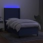 vidaXL Cama box spring colchón y luces LED tela azul 90x190 cm vidaXL Cama box spring colchón y luces LED tela azul 90x190 cm