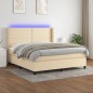vidaXL Cama box spring colchón y luces LED tela crema 160x200 cm vidaXL Cama box spring colchón y luces LED tela crema 160x200 cm