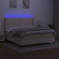 vidaXL Cama box spring colchón y luces LED tela crema 160x200 cm vidaXL Cama box spring colchón y luces LED tela crema 160x200 cm