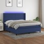vidaXL Cama box spring colchón y luces LED tela azul 160x200 cm vidaXL Cama box spring colchón y luces LED tela azul 160x200 cm