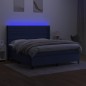vidaXL Cama box spring colchón y luces LED tela azul 160x200 cm vidaXL Cama box spring colchón y luces LED tela azul 160x200 cm