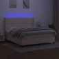 vidaXL Cama box spring colchón y luces LED tela crema 180x200 cm vidaXL Cama box spring colchón y luces LED tela crema 180x200 cm