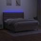 vidaXL Cama box spring colchón y luces LED tela gris taupe 180x200 cm vidaXL Cama box spring colchón y luces LED tela gris taupe 180x200 cm