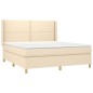 vidaXL Cama box spring colchón y luces LED tela crema 180x200 cm vidaXL Cama box spring colchón y luces LED tela crema 180x200 cm