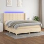 vidaXL Cama box spring colchón y luces LED tela crema 180x200 cm vidaXL Cama box spring colchón y luces LED tela crema 180x200 cm