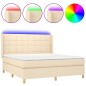 vidaXL Cama box spring colchón y luces LED tela crema 180x200 cm vidaXL Cama box spring colchón y luces LED tela crema 180x200 cm