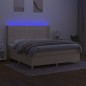 vidaXL Cama box spring colchón y luces LED tela crema 180x200 cm vidaXL Cama box spring colchón y luces LED tela crema 180x200 cm