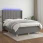 vidaXL Cama box spring colchón y luces LED tela gris oscuro 140x190 cm vidaXL Cama box spring colchón y luces LED tela gris oscuro 140x190 cm