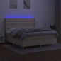 vidaXL Cama box spring colchón y luces LED tela crema 180x200 cm vidaXL Cama box spring colchón y luces LED tela crema 180x200 cm