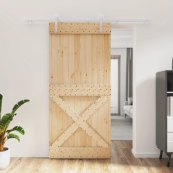 vidaXL Puerta corredera con herrajes madera maciza de pino 95x210 cm