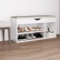 vidaXL Banco zapatero con cojín madera ingeniería blanco brillo vidaXL Banco zapatero con cojín madera ingeniería blanco brillo