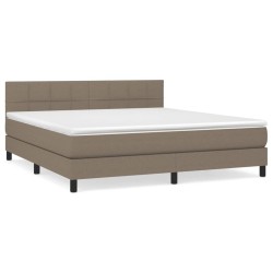 vidaXL Cama box spring con colchón tela gris taupe 180x200 cm