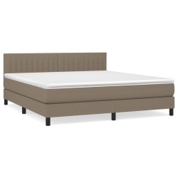 vidaXL Cama box spring con colchón tela gris taupe 160x200 cm