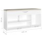 vidaXL Banco zapatero con cojín madera ingeniería blanco brillo vidaXL Banco zapatero con cojín madera ingeniería blanco brillo