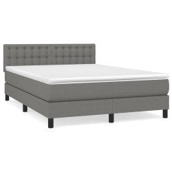 vidaXL Cama box spring con colchón tela gris oscuro 140x200 cm