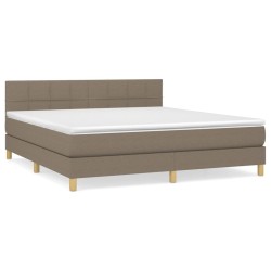 vidaXL Cama box spring con colchón tela gris taupe 160x200 cm