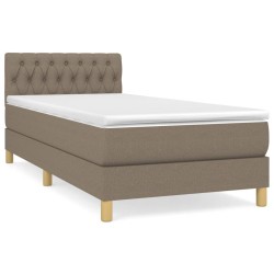 vidaXL Cama box spring con colchón tela gris taupe 100x200 cm