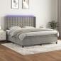 vidaXL Cama box spring colchón y LED terciopelo gris claro 180x200 cm vidaXL Cama box spring colchón y LED terciopelo gris claro 180x200 cm