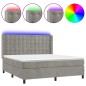 vidaXL Cama box spring colchón y LED terciopelo gris claro 180x200 cm vidaXL Cama box spring colchón y LED terciopelo gris claro 180x200 cm