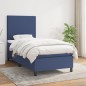 vidaXL Cama box spring con colchón tela azul 90x190 cm vidaXL Cama box spring con colchón tela azul 90x190 cm
