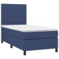 vidaXL Cama box spring con colchón tela azul 90x190 cm vidaXL Cama box spring con colchón tela azul 90x190 cm