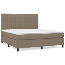vidaXL Cama box spring con colchón tela gris taupe 180x200 cm
