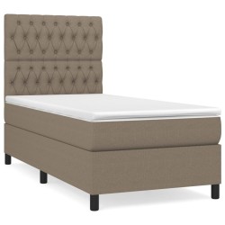 vidaXL Cama box spring con colchón tela gris taupe 100x200 cm