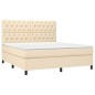 vidaXL Cama box spring con colchón tela color crema 160x200 cm