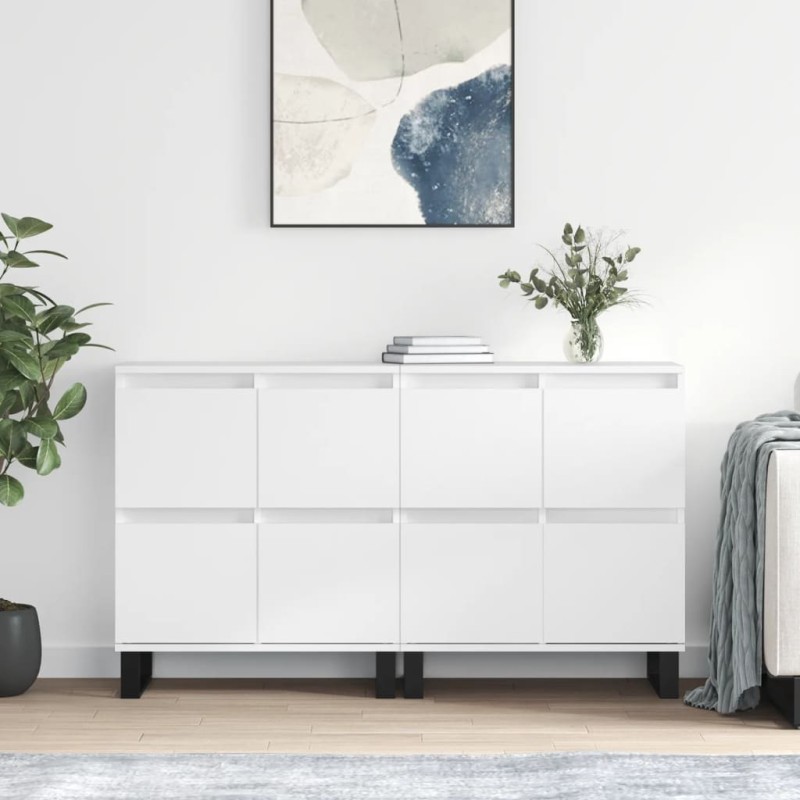 vidaXL Aparadores 2 piezas madera contrachapada blanco vidaXL Aparadores 2 piezas madera contrachapada blanco