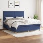 vidaXL Cama box spring con colchón tela azul 180x200 cm