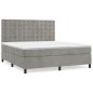 vidaXL Cama box spring con colchón terciopelo gris claro 180x200 cm vidaXL Cama box spring con colchón terciopelo gris claro 180x200 cm
