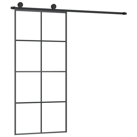 vidaXL Puerta corredera con set herrajes vidrio ESG aluminio 90x205 cm