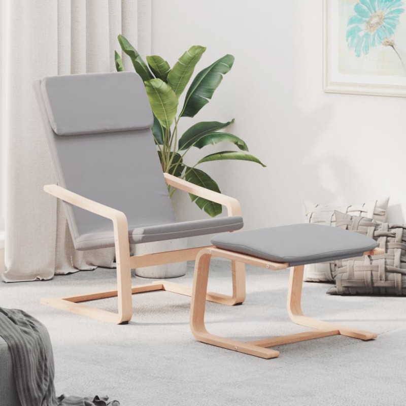 vidaXL Sillón de relax con taburete tela gris claro vidaXL Sillón de relax con taburete tela gris claro