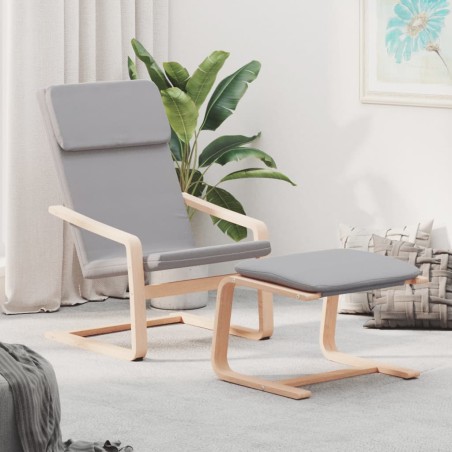vidaXL Sillón de relax con taburete tela gris claro