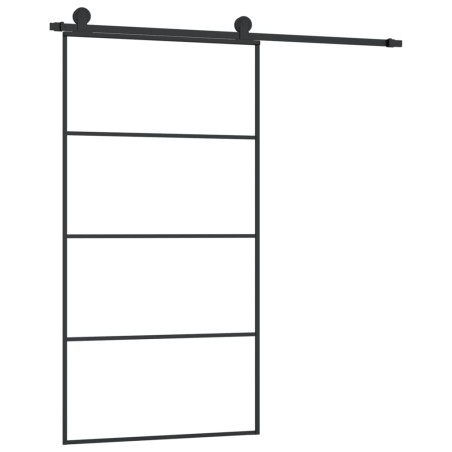 vidaXL Puerta corredera set herrajes vidrio ESG aluminio 102,5x205 cm